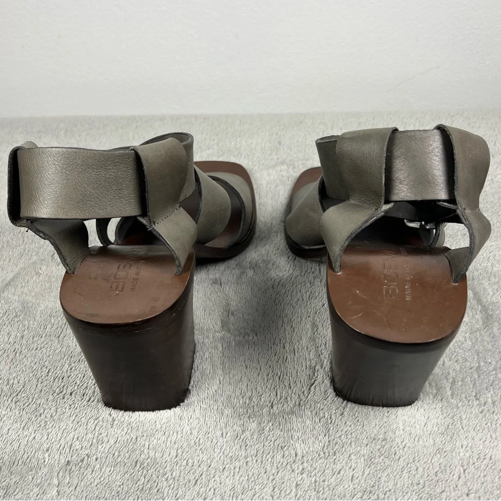 boemos Made in Italy Gray Leather Strappy 4” Block Heel size39. ordrA6